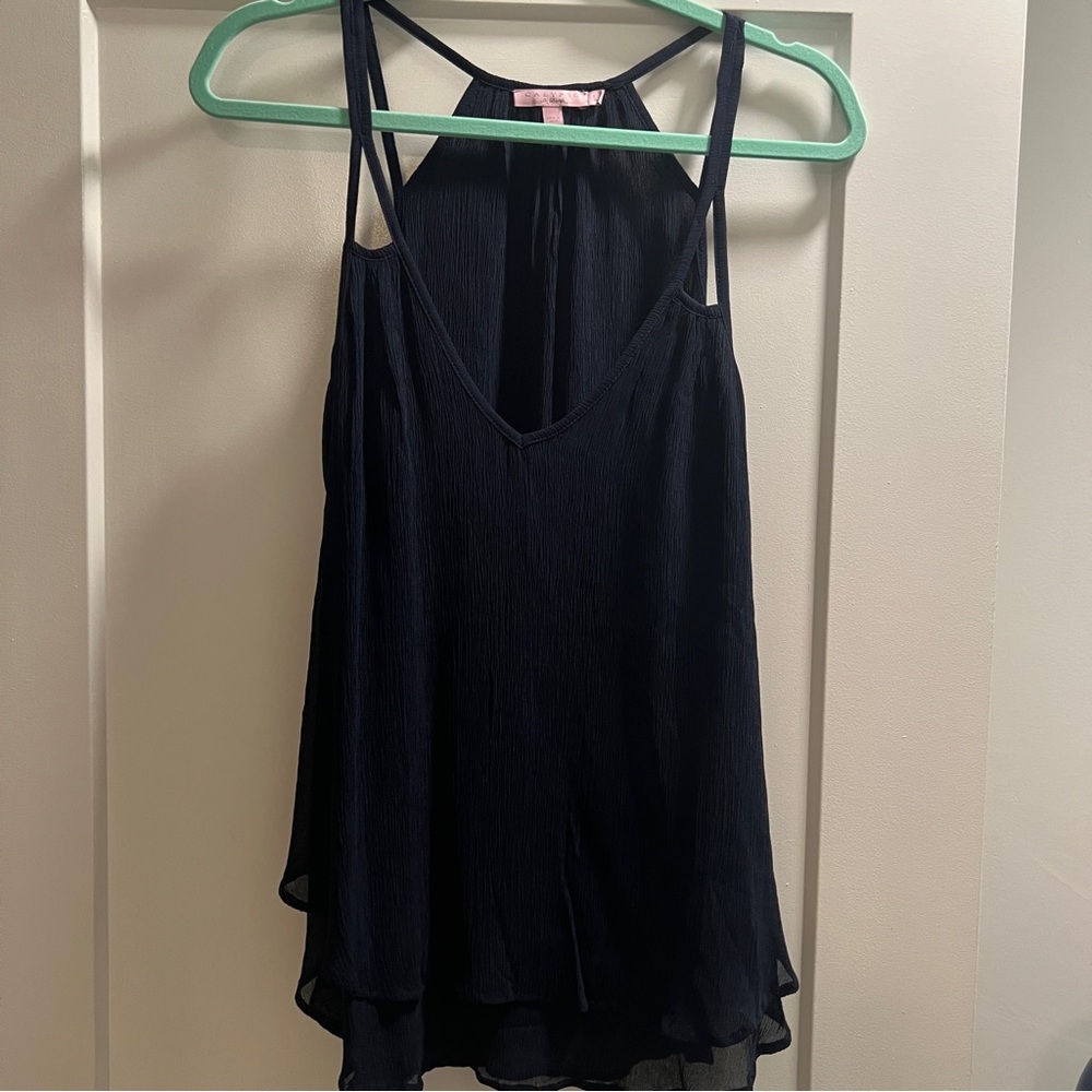 Flowy sleeveless navy blue top